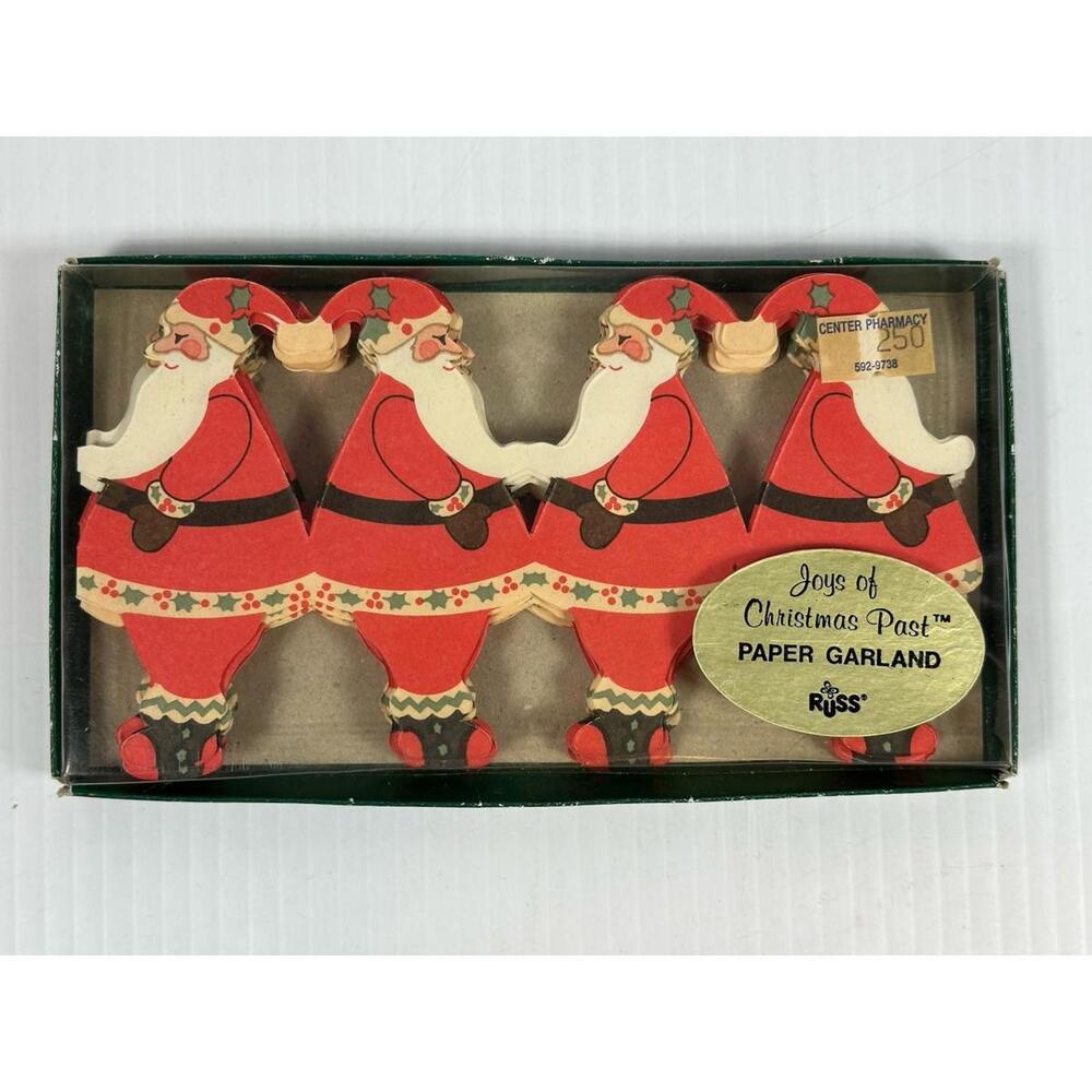 Vintage‎ Russ Paper Garland Joys Of Christmas Past Santa Claus 9 Feet Long